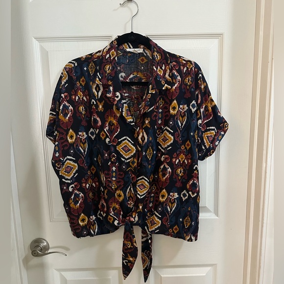 BeachLunchLounge Collection Women’s button-down short sleeve blouse size Large - Picture 2 of 8